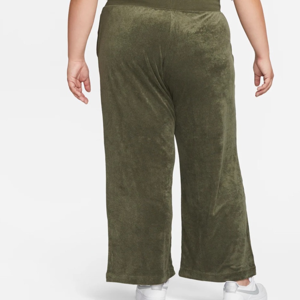 NIKE WOMEN'S SPORTSWEAR HIGH-WAISTED WIDE-LEG TERRY PANTS‎ 1X OLIVE GREEN - Picture 3 of 11